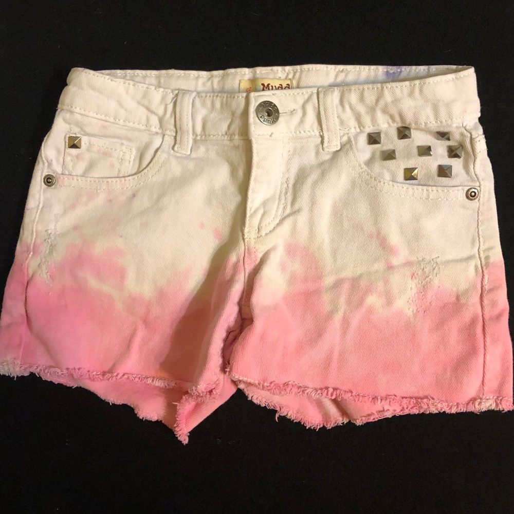 Tie-dyed white and pink shorts